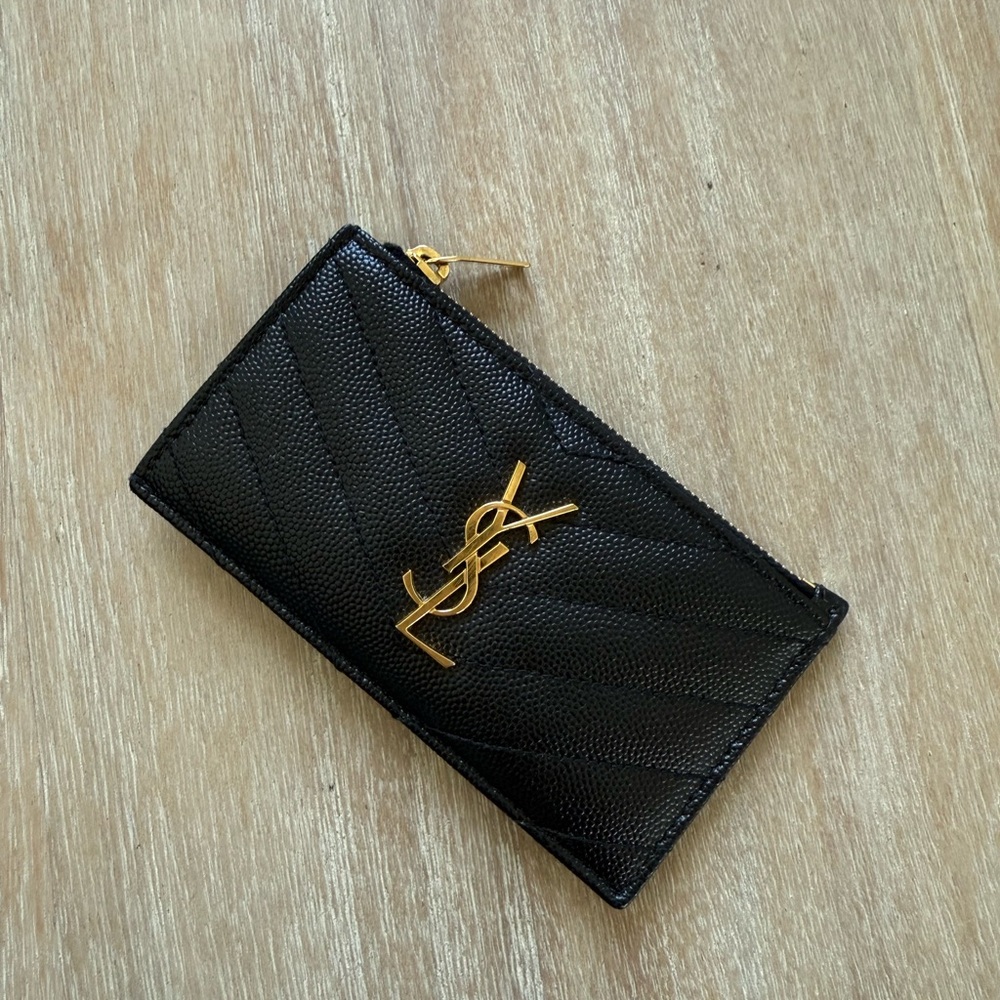 Yves Saint Laurent Black Wallet with Gold Logo